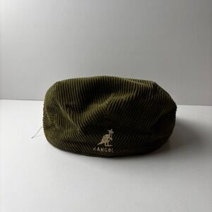 Kangol Cord Cap Vintage Corduroy Flat Cap Medium Beige Newsboy Green Hat 90s